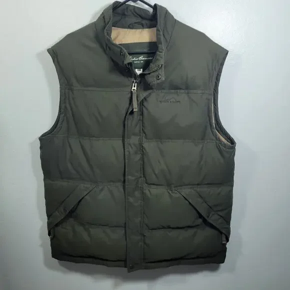 Eddie Bauer Goose Down Army Green EB650 Puffer Vest Size XLT 32726-1Clo3 - Picture 1 of 12
